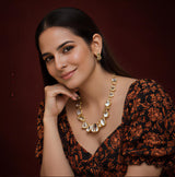 Eydis Elegant Gold Finish Statement Necklace with Matching Earrings | Designer Jewelry Set for Women