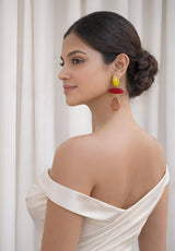 Gold Finish Multicolor Drop Earrings with Stone Detailing | Elegant Designer Earrings for Women