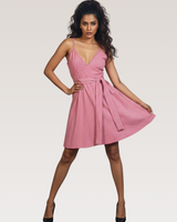 High-Low Striped Dress with Adjustable Straps & Multi-Style Belt