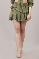 Organic Cotton Two-Layered Ruffle Mini Skirt