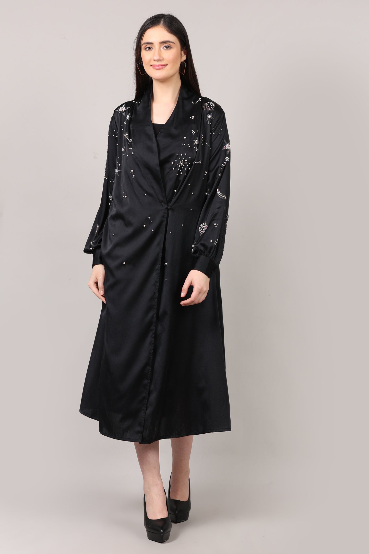 Midnight Galaxy Handcrafted Pure Silk Wrap Dress