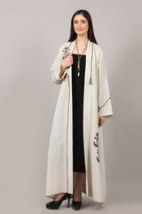 Ivory Elegance Cotton Embroidered Long Shrug