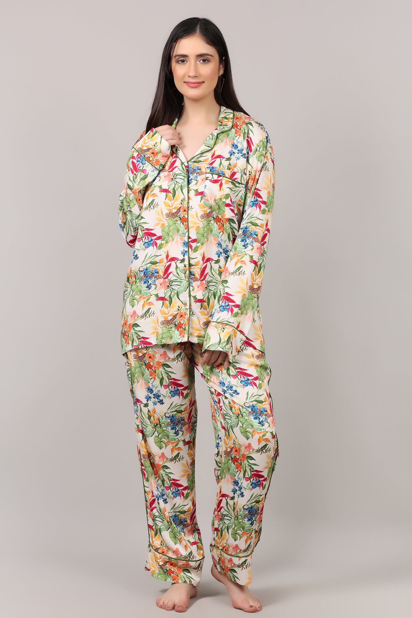 Floral Printed Modal Satin Co-Ord Set