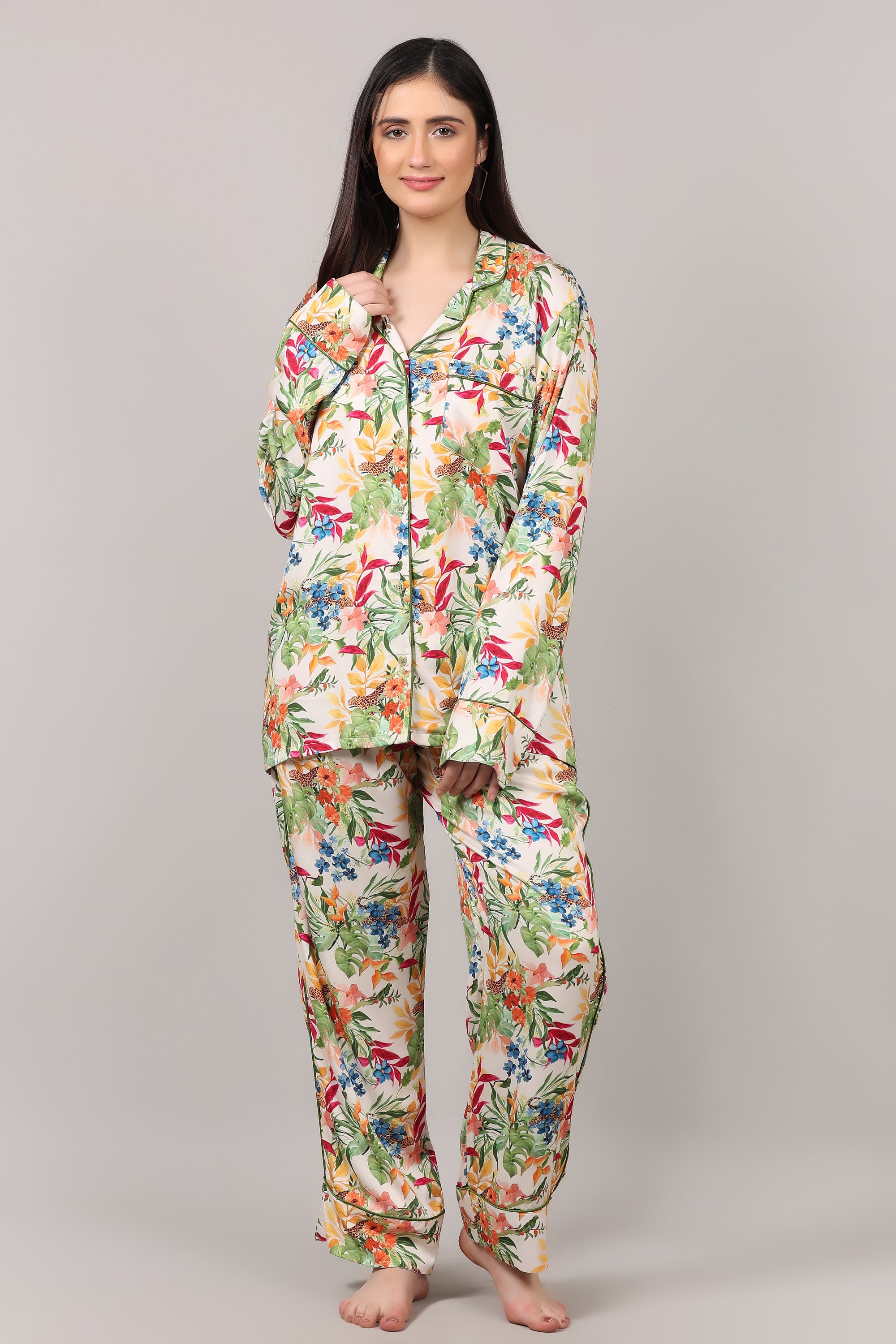 Floral Printed Modal Satin Co-Ord Set