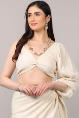 Organic Cotton Asymmetrical One-Sleeve Twist Crop Top