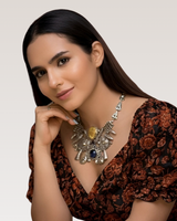 Eydis Statement Oxidized Necklace with Multicolor Stone Detailing | Designer Handmade Jewelry for Women