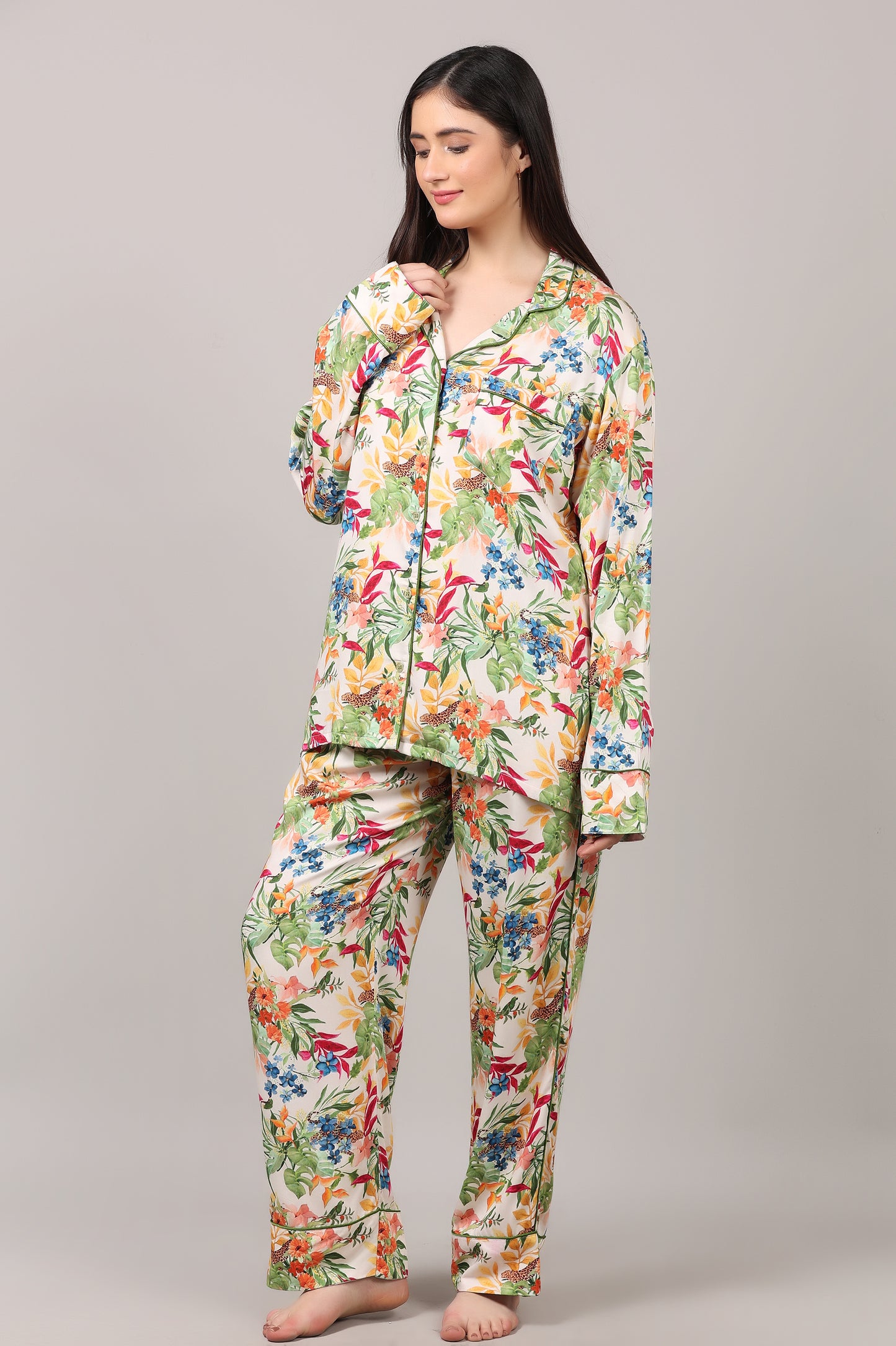 Floral Printed Modal Satin Co-Ord Set