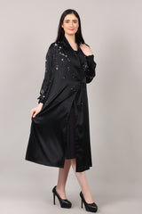 Midnight Galaxy Handcrafted Pure Silk Wrap Dress