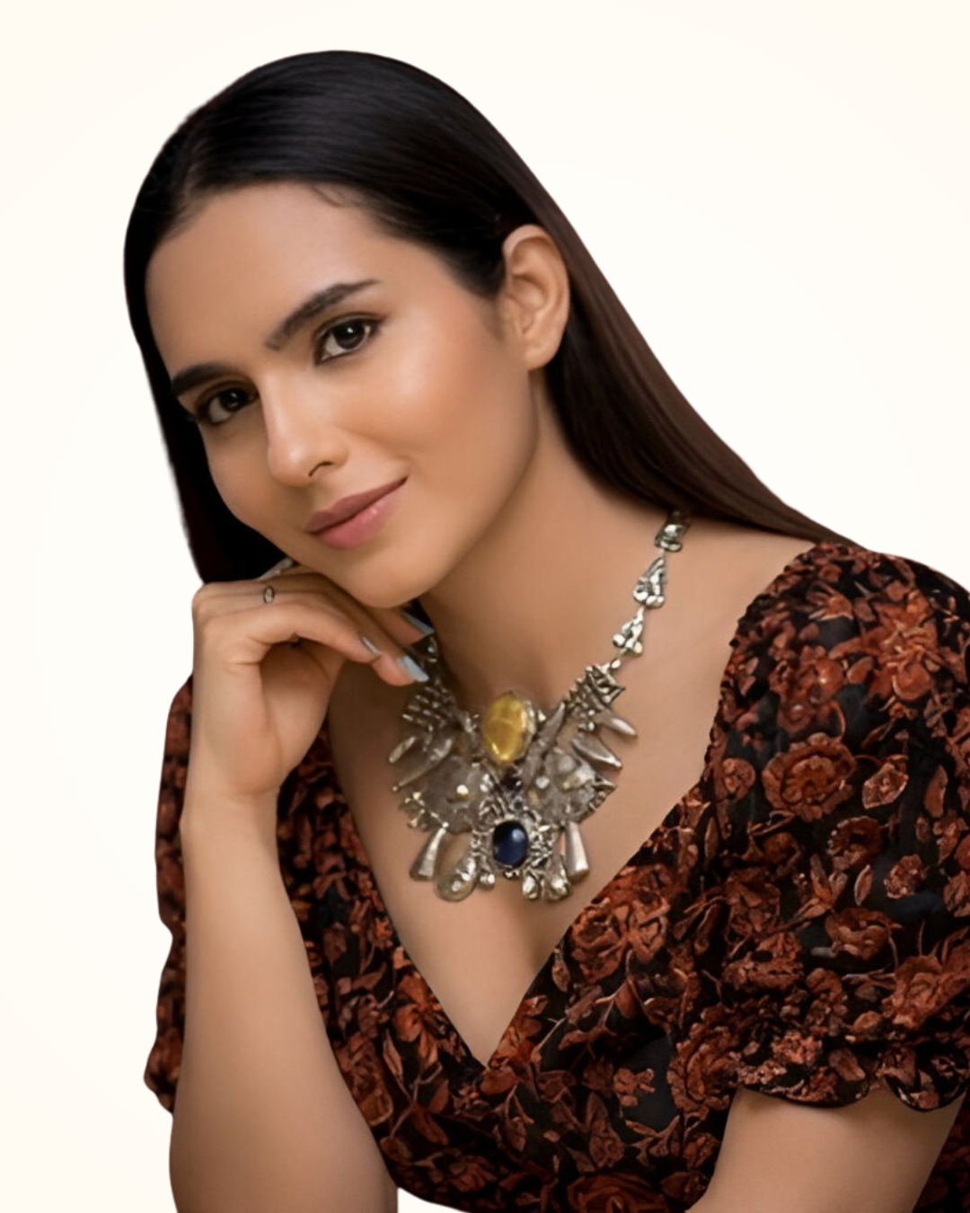 Eydis Statement Oxidized Necklace with Multicolor Stone Detailing | Designer Handmade Jewelry for Women