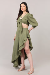 Organic Cotton Knot-Front Top & Asymmetrical Skirt Co-Ord Set