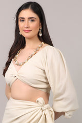 Organic Cotton Asymmetrical One-Sleeve Twist Crop Top