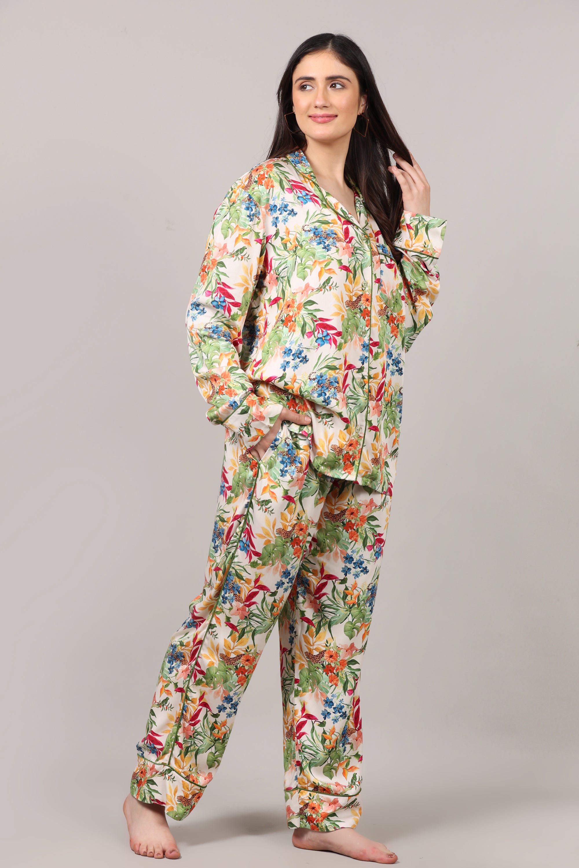 Floral Printed Modal Satin Co-Ord Set