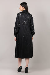 Midnight Galaxy Handcrafted Pure Silk Wrap Dress