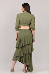 Organic Cotton Knot-Front Top & Asymmetrical Layered Skirt Co-Ord Set