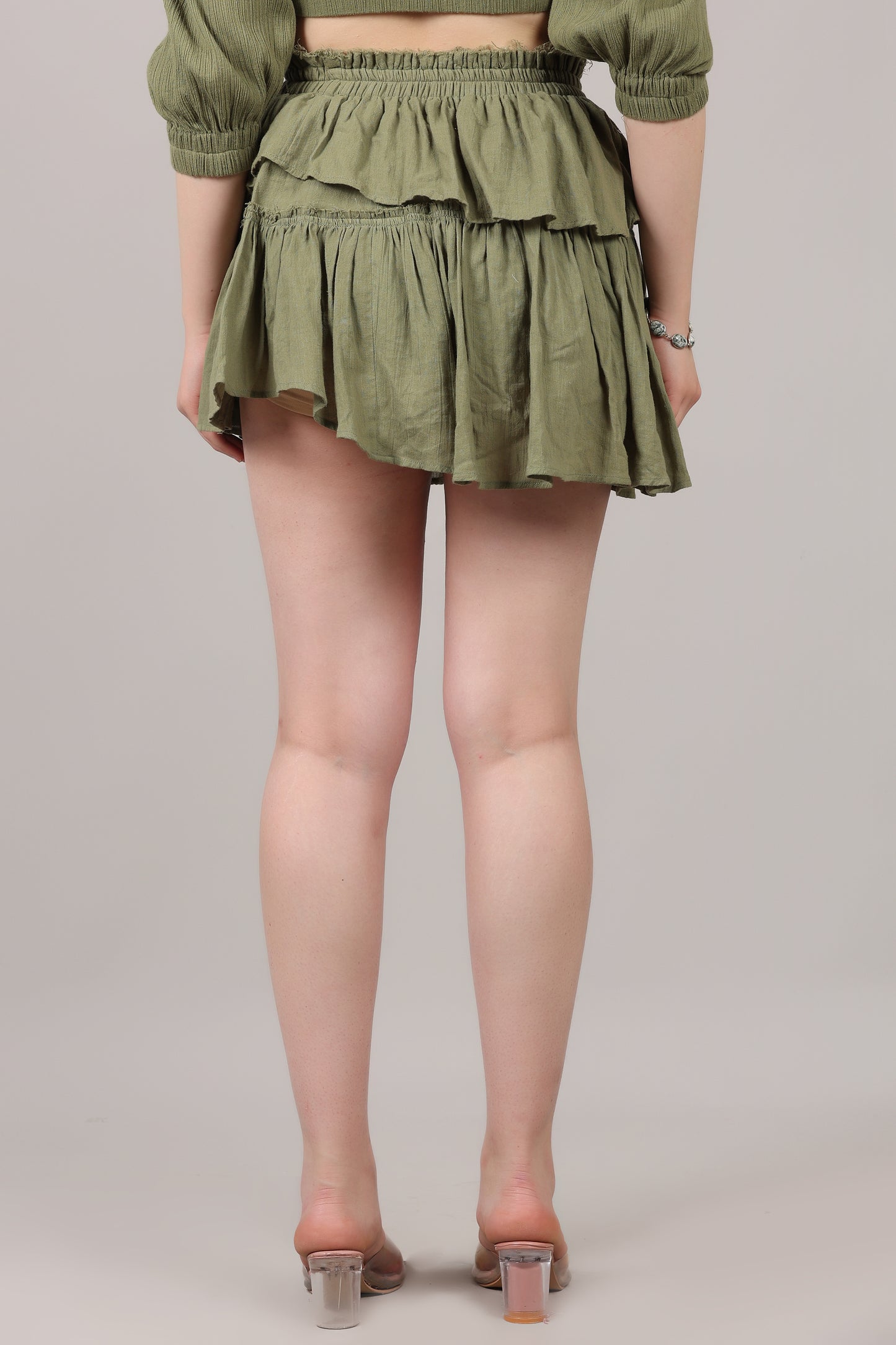 Organic Cotton Two-Layered Ruffle Mini Skirt