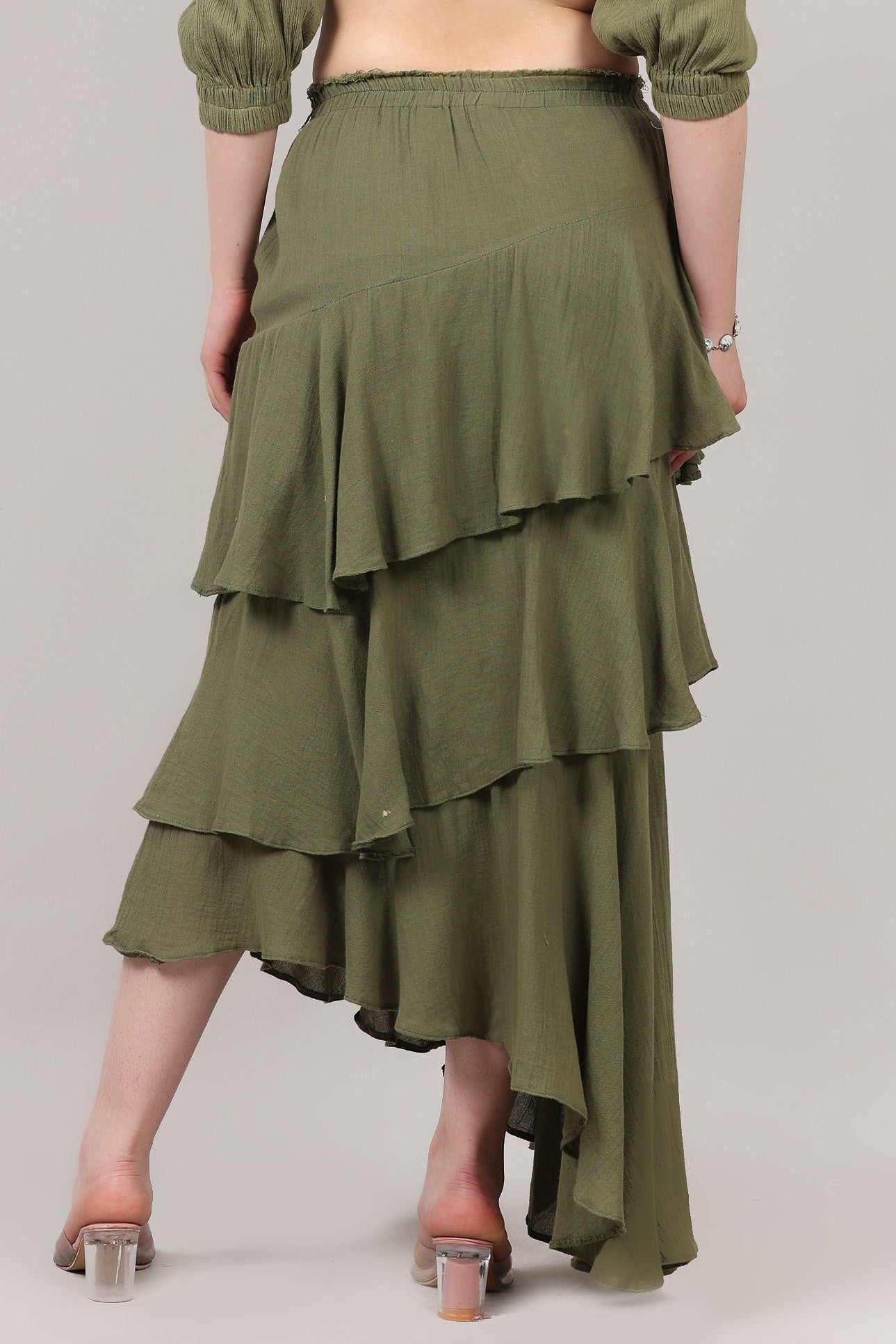 Organic Cotton Asymmetrical Layered Ruffle Skirt