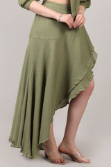 Organic Cotton Asymmetrical Draped Ruffle Skirt