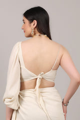 Organic Cotton Asymmetrical One-Sleeve Twist Crop Top