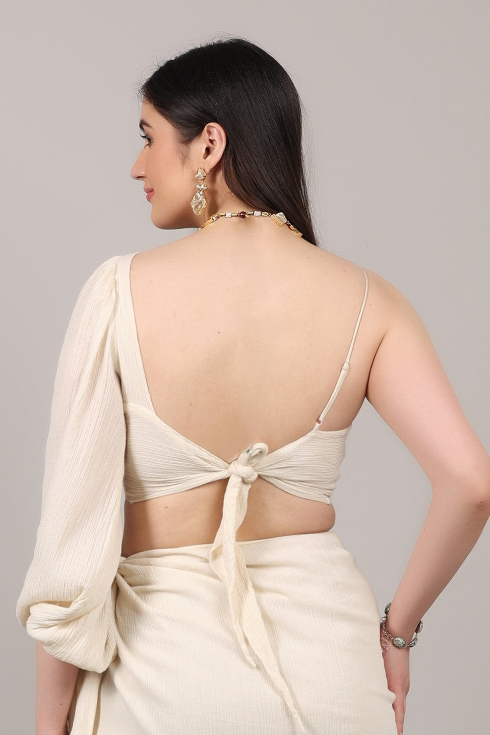 Organic Cotton Asymmetrical One-Sleeve Twist Crop Top