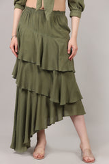 Organic Cotton Knot-Front Top & Asymmetrical Layered Skirt Co-Ord Set