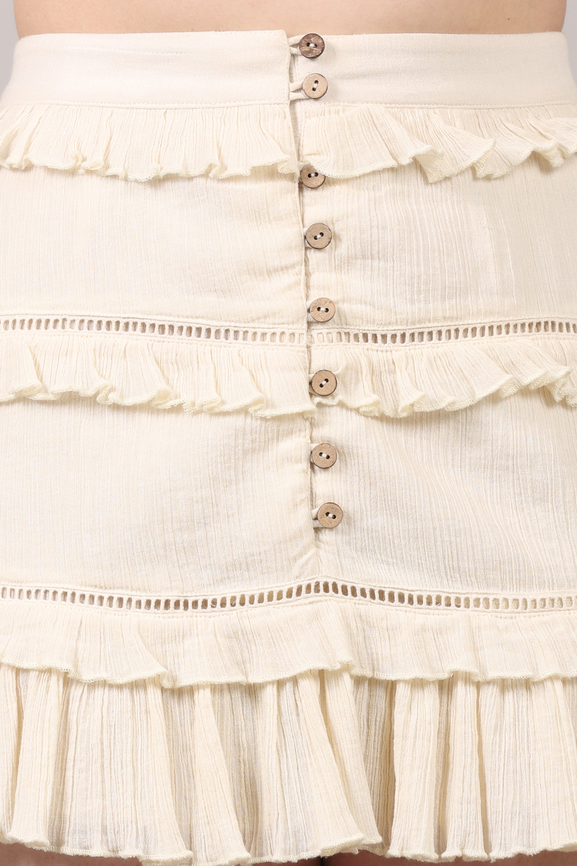 Organic Cotton Lace Detail Ruffle Mini Skirt