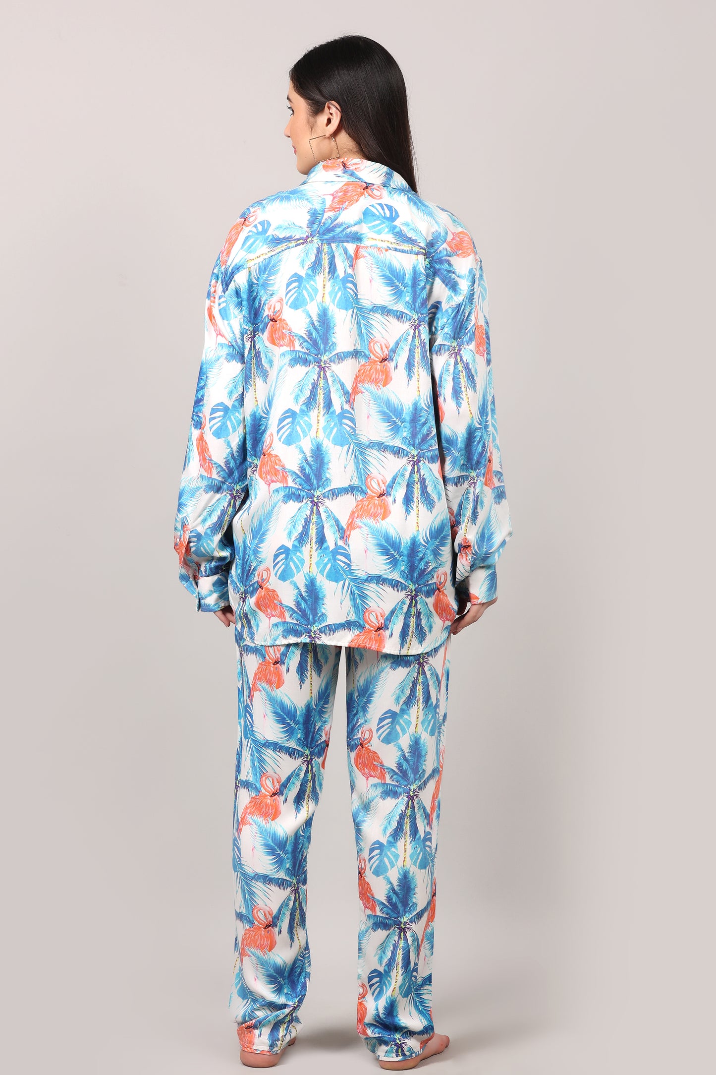 Tropical Printed Modal Satin Co-Ord Set