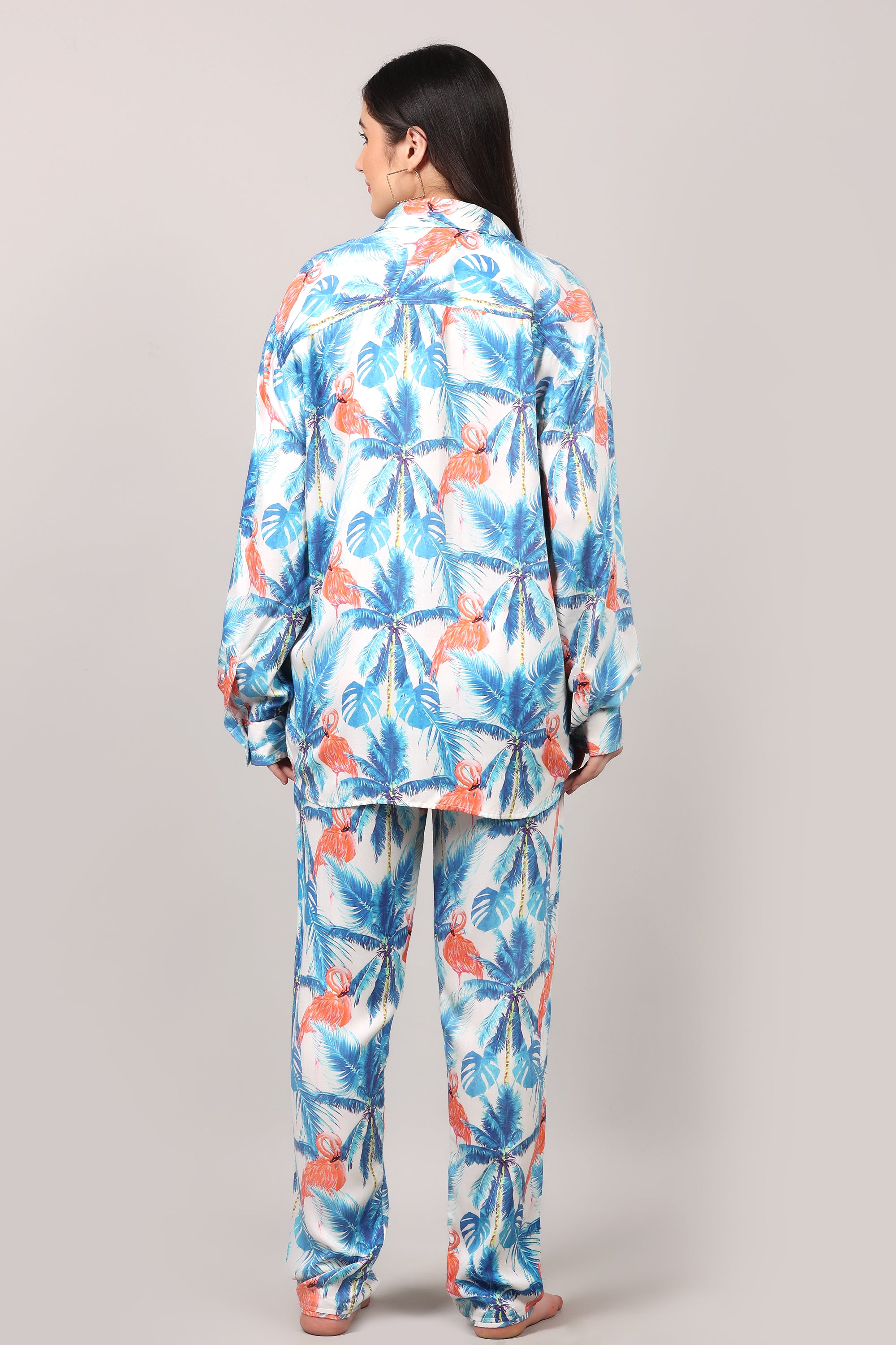 Tropical Printed Modal Satin Co-Ord Set