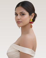 Gold Finish Multicolor Drop Earrings with Stone Detailing | Elegant Designer Earrings for Women