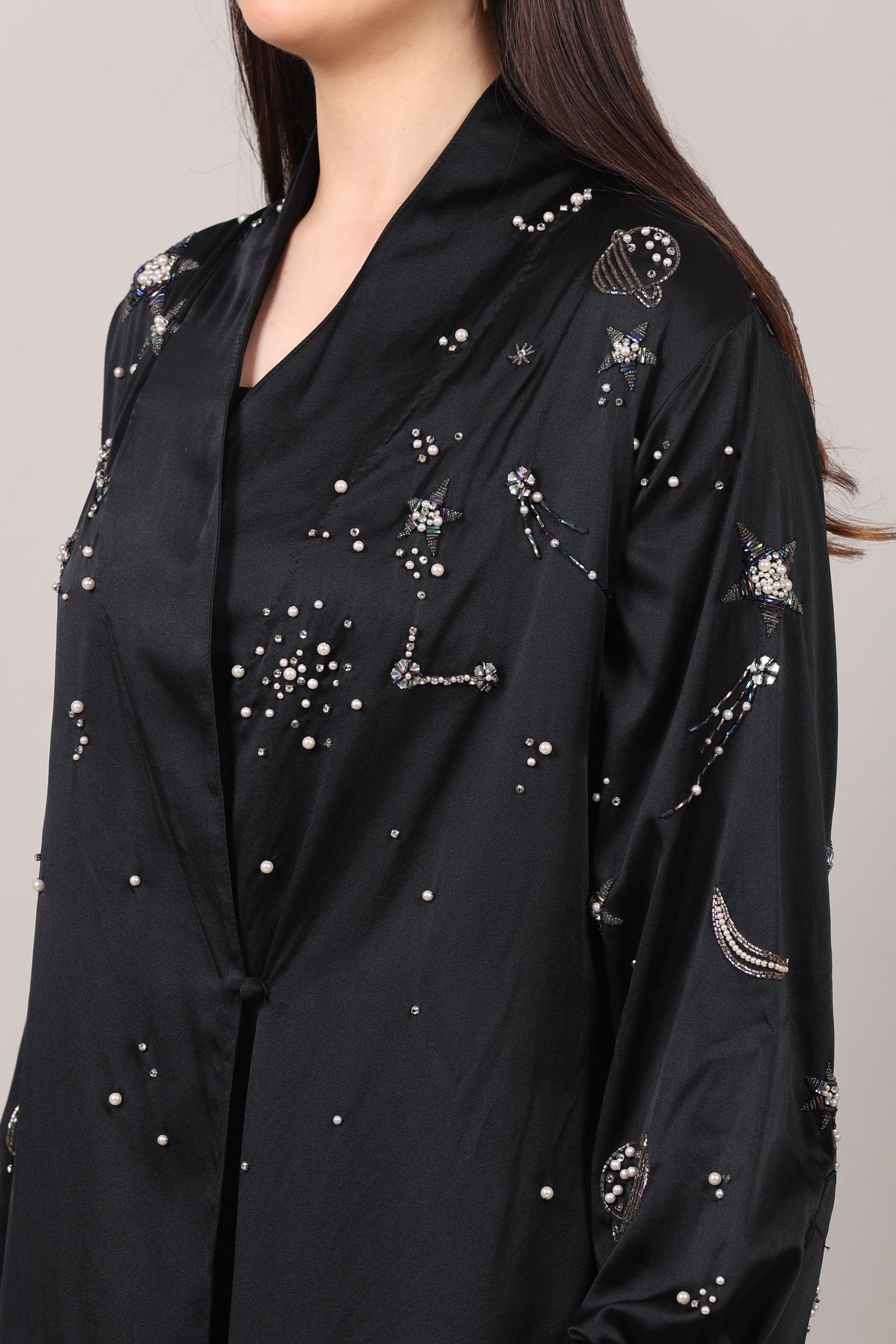 Midnight Galaxy Handcrafted Pure Silk Wrap Dress