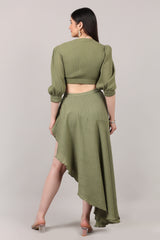 Organic Cotton Asymmetrical Draped Ruffle Skirt