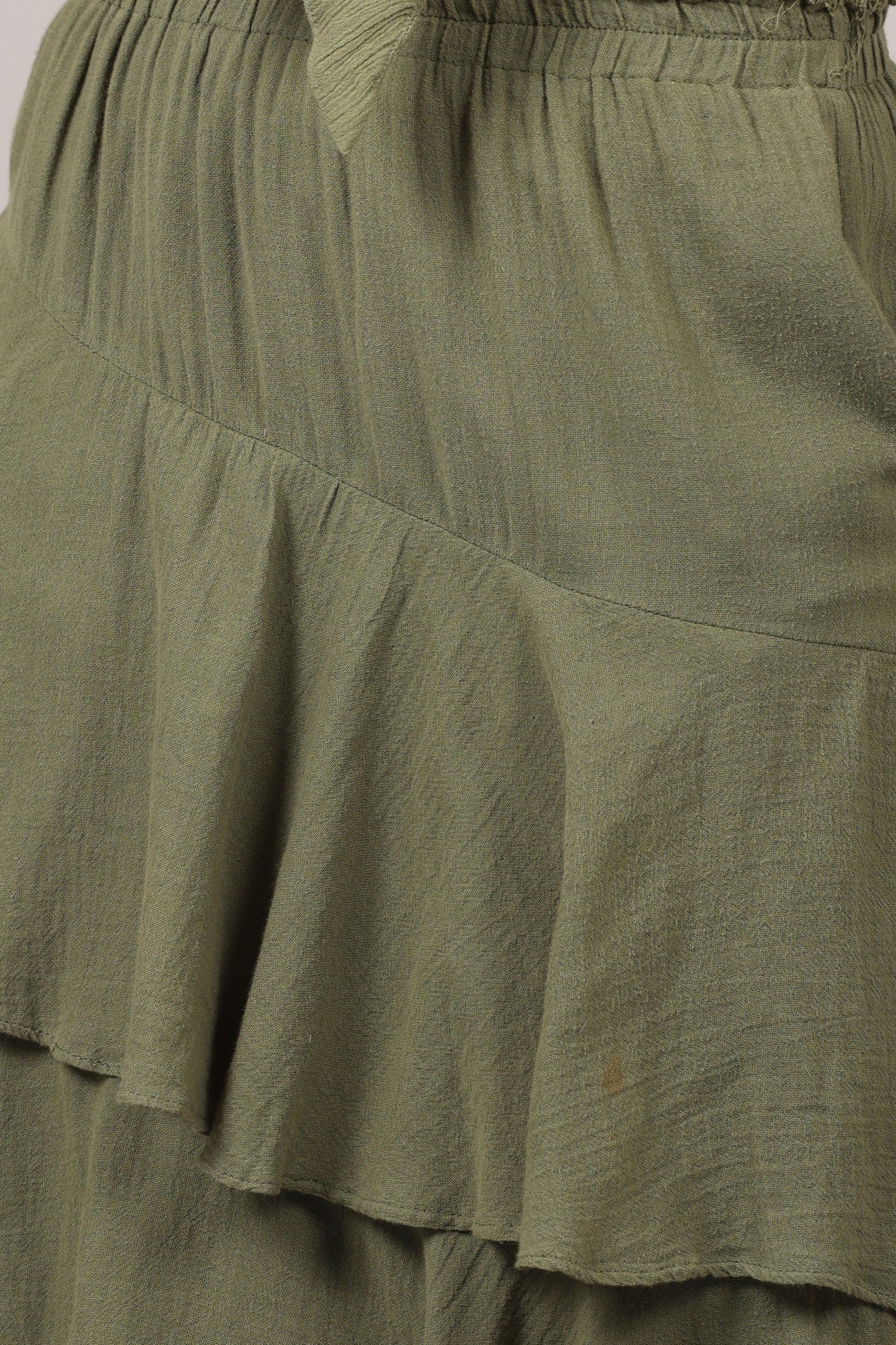 Organic Cotton Asymmetrical Layered Ruffle Skirt