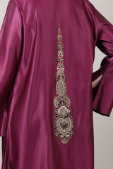 Royal Wine Embroidered Long Shrug