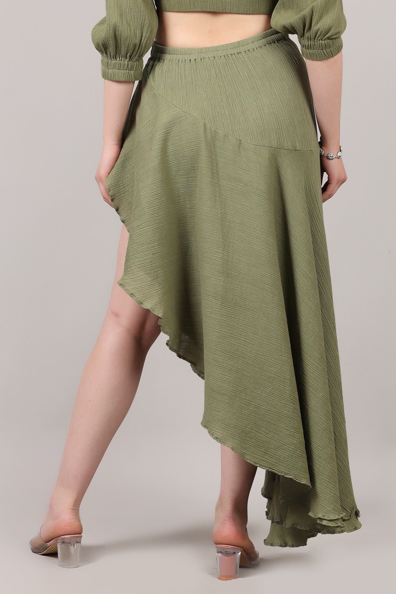 Organic Cotton Asymmetrical Draped Ruffle Skirt