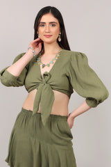 Organic Cotton Knot-Front Top & Asymmetrical Layered Skirt Co-Ord Set