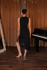 Black Asymmetrical Fringe Dree