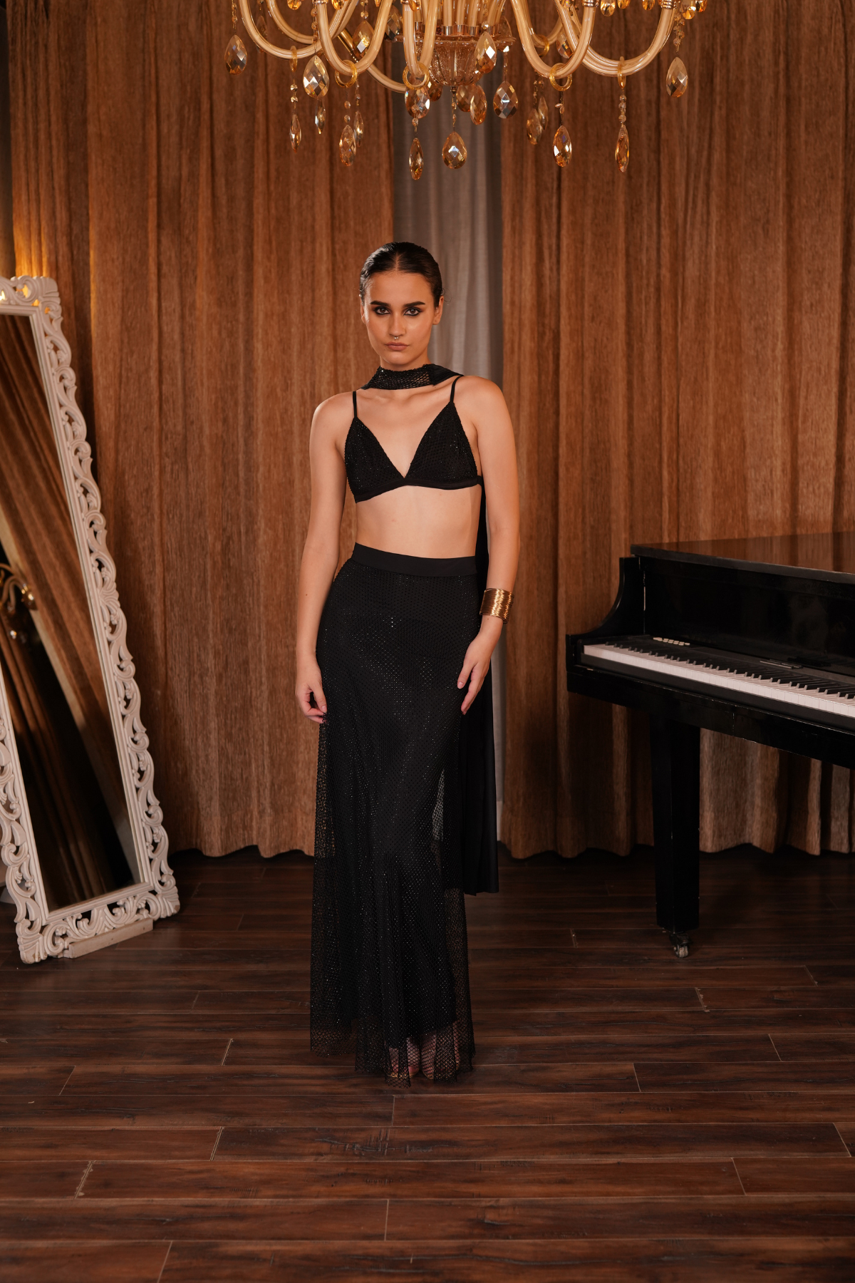 Black Bralette and Skirt Set