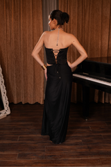 Black Corset and Draped Skirt