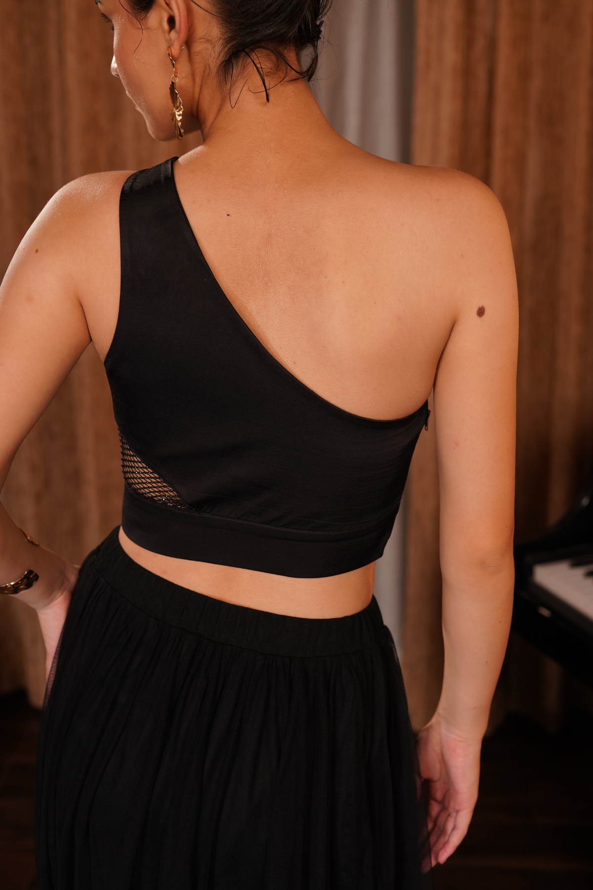 One Shoulder Sheer Skirt Set