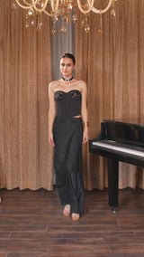 Black Corset and Draped Skirt
