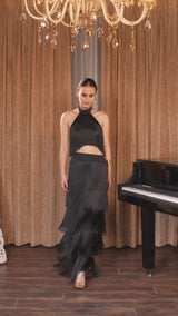 Fringes Halter Top with Skirt