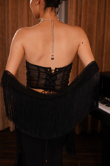 Strapless Black Corest Skirt with Scarf