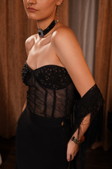 Strapless Black Corest Skirt with Scarf